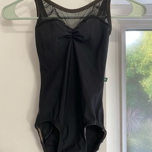 Luckyleo Dancewear Black Cinched Mesh Leotard Size XXS